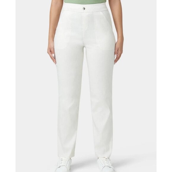 Hue U24382 Linen Straight Leg Pants Off White ( M ) - Picture 1 of 4